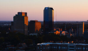 Lexington skyline at sunset